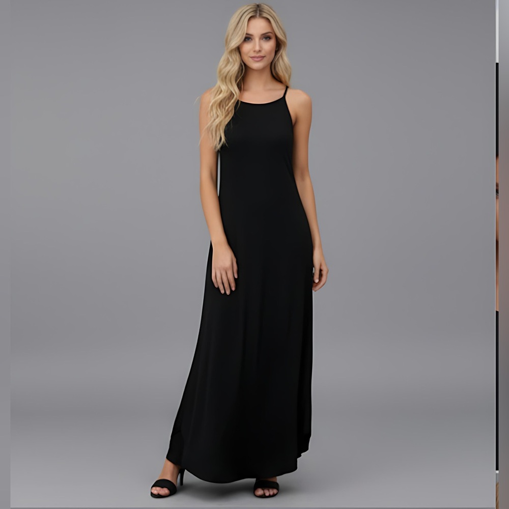 Black Curved Hem Cami Dress - Picture 5 of 8